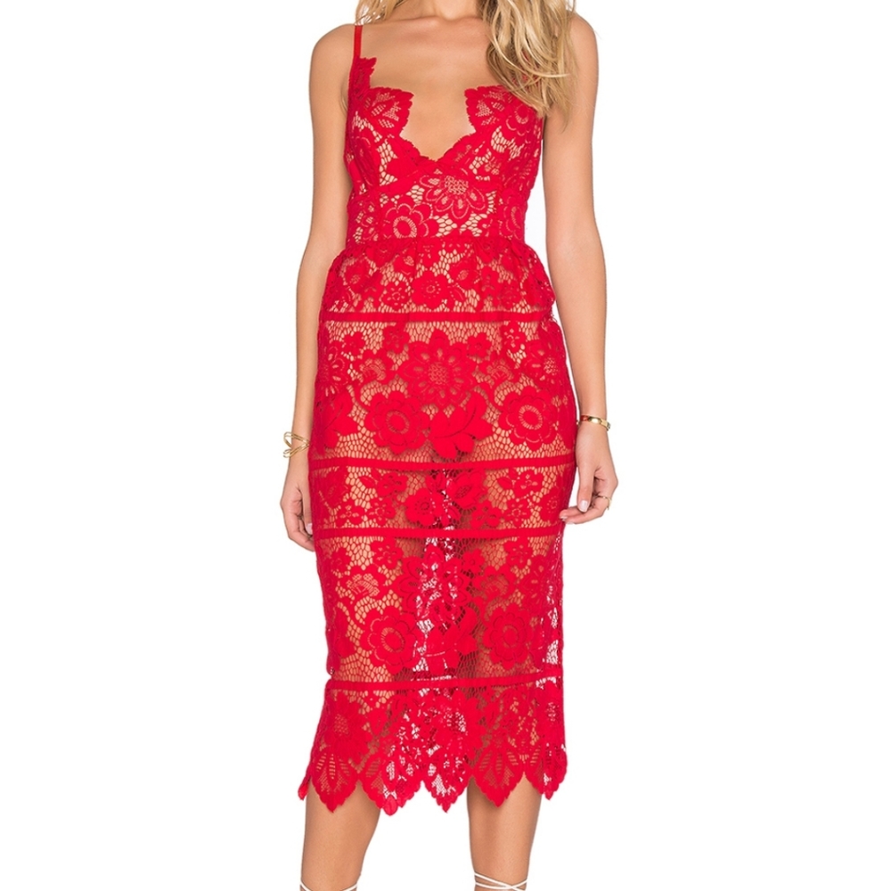 For Love & Lemons Gianna Dress Red